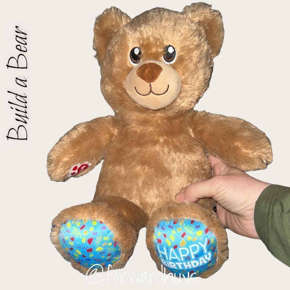 Adorable Brown Build-A-Bear Plush with "Happy Birthday"